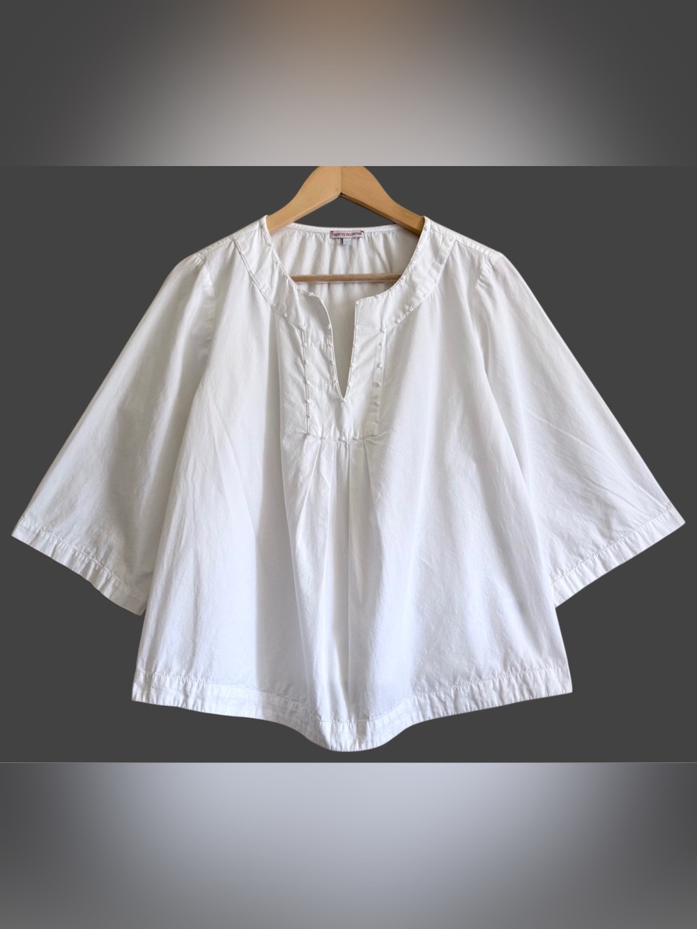 FRANCES VALENTINE 100% Cotton Preppy Minimalist Chic Boxy Blouse Sz L Old Money